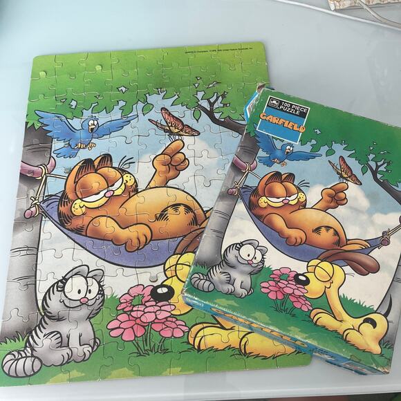 Vintage Garfield Puzzle 100 Piece Jigsaw Puzzle 1979 Complete Nermal Odie Summer - Picture 2 of 10